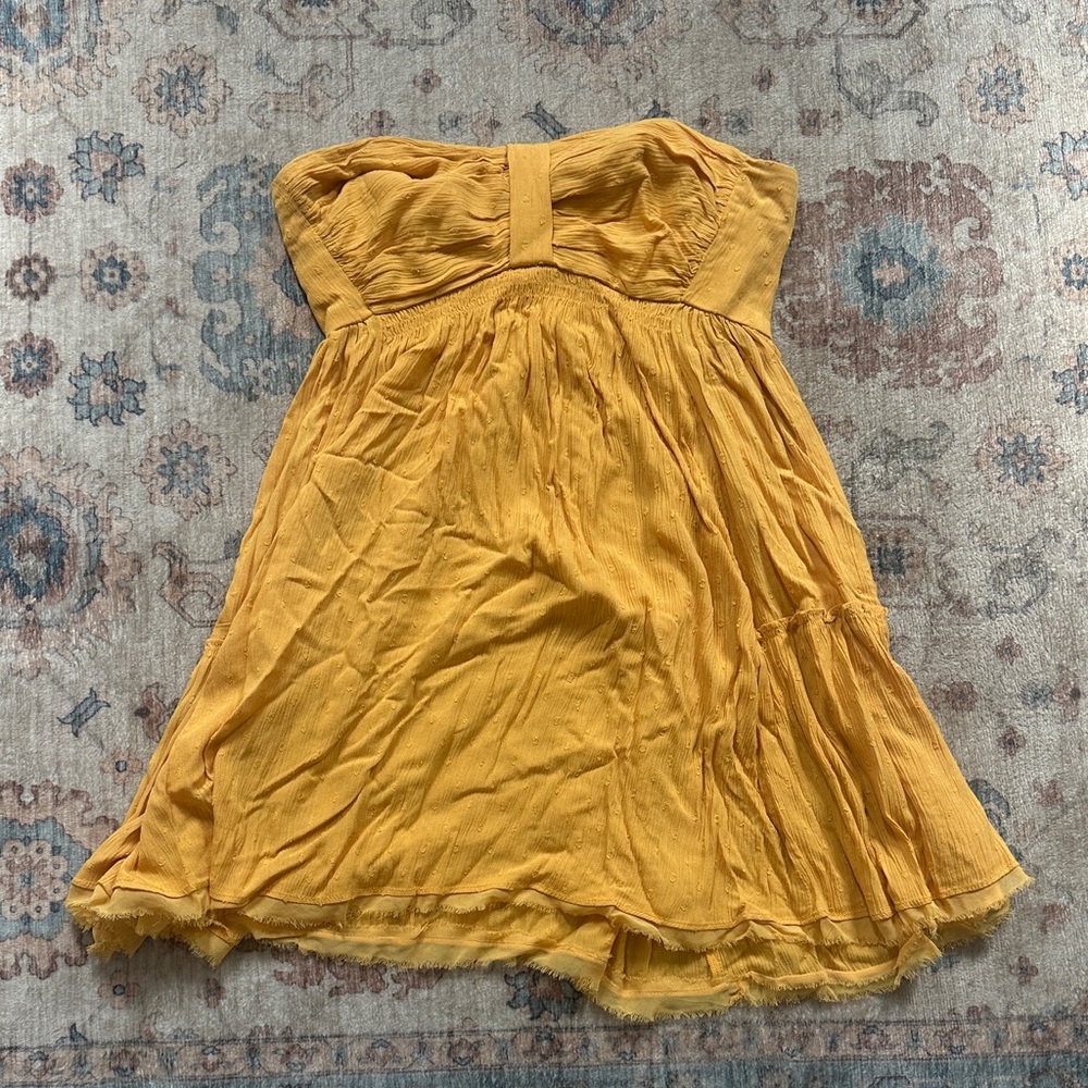 Free People Mustard Yellow Strapless Sundress